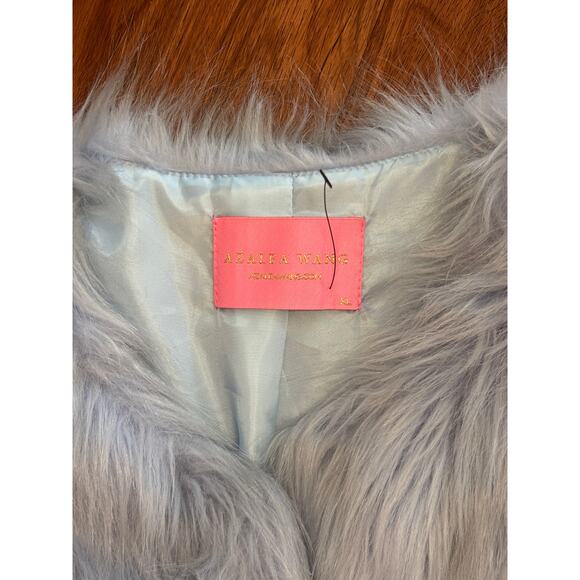 Azelea Wang Blue Vegan Faux Fur Crop Jacket Coat size Women’s XL - Picture 4 of 9